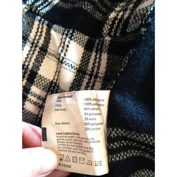 ESPRIT Women Size M Black Belted Pea Coat Wool Blend Interior Large Logo Buttons - Picture 16 of 16